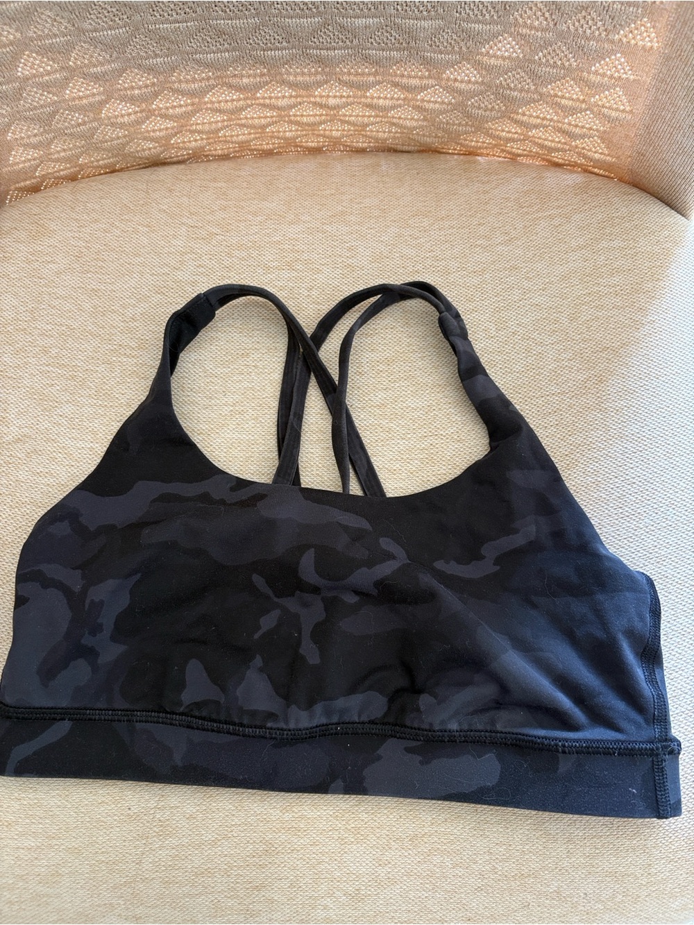 Lululemon Black Camo Strappy Sports Bra